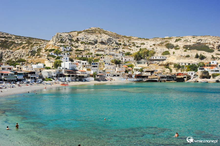 Wyspa Kreta. Widok z klifu na Matalę. - foto: wnieznane.pl Wyspa Kreta. Widok z klifu na Matalę. - foto: wnieznane.pl