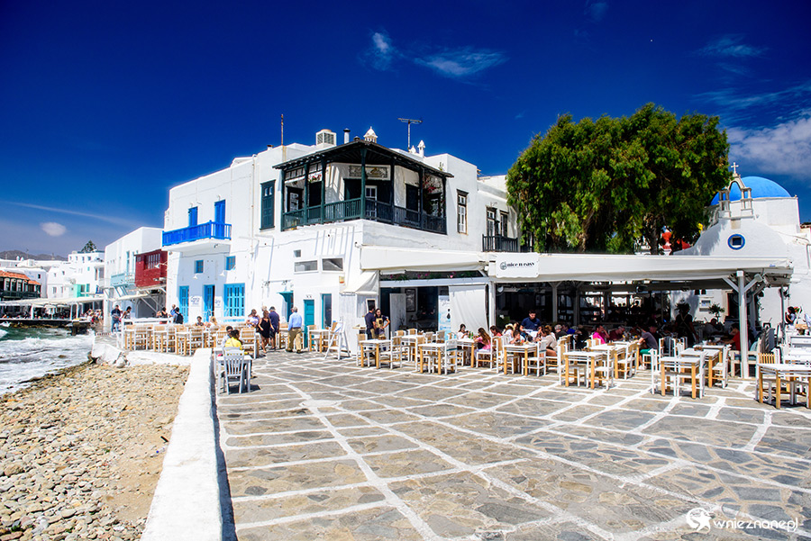Mykonos. Restauracja na nabrzeżu Little Venice. - foto: wnieznane.pl Mykonos. Restauracja na nabrzeżu Little Venice. - foto: wnieznane.pl